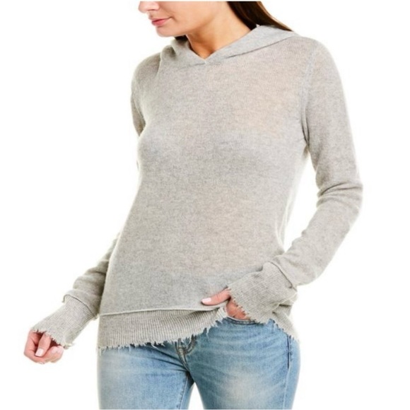 R13 Cashmere Distressed Pullover Hoodie Sweater - Picture 1 of 15